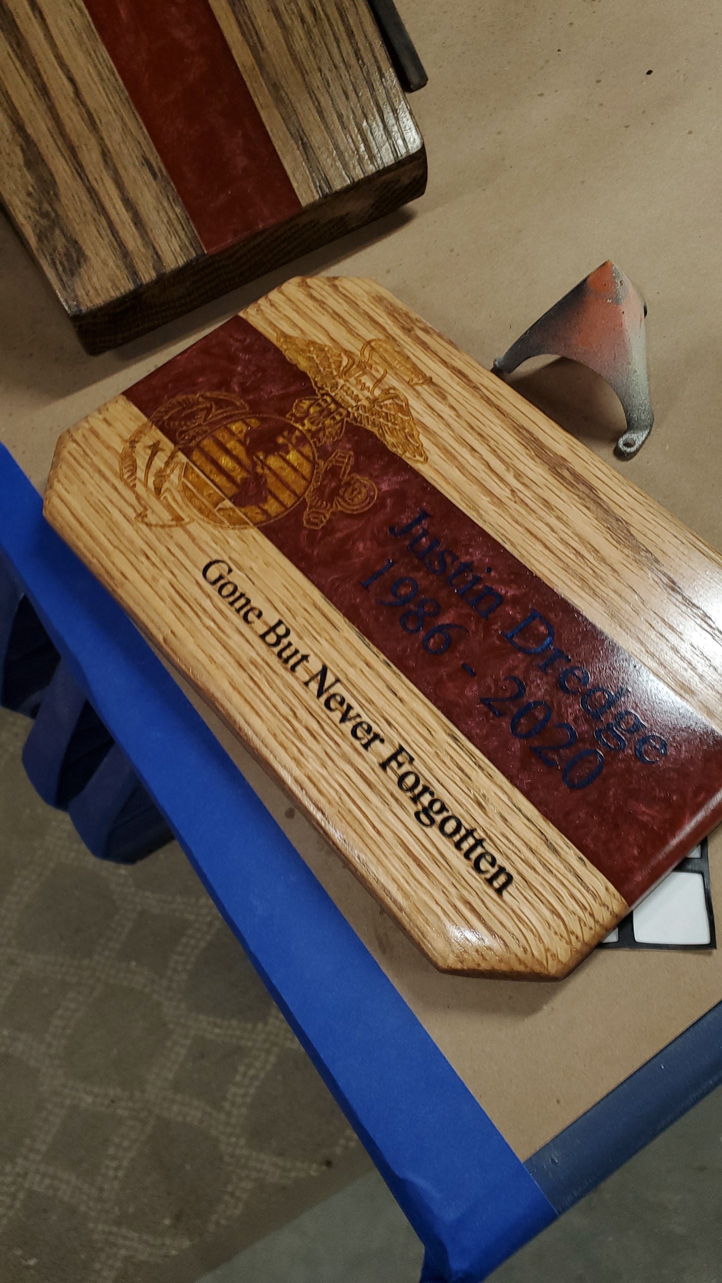 Wooden Epoxy Inlay Remembrance Plaque